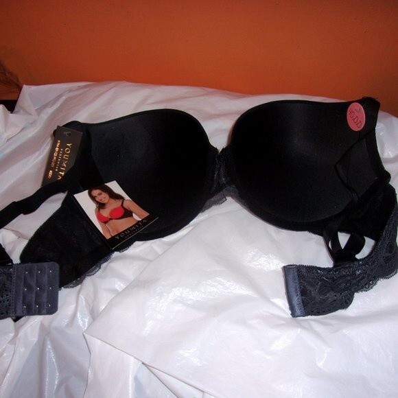 Youmita 42DD Black Floral Lace Overlay Bra NWT - Picture 3 of 12